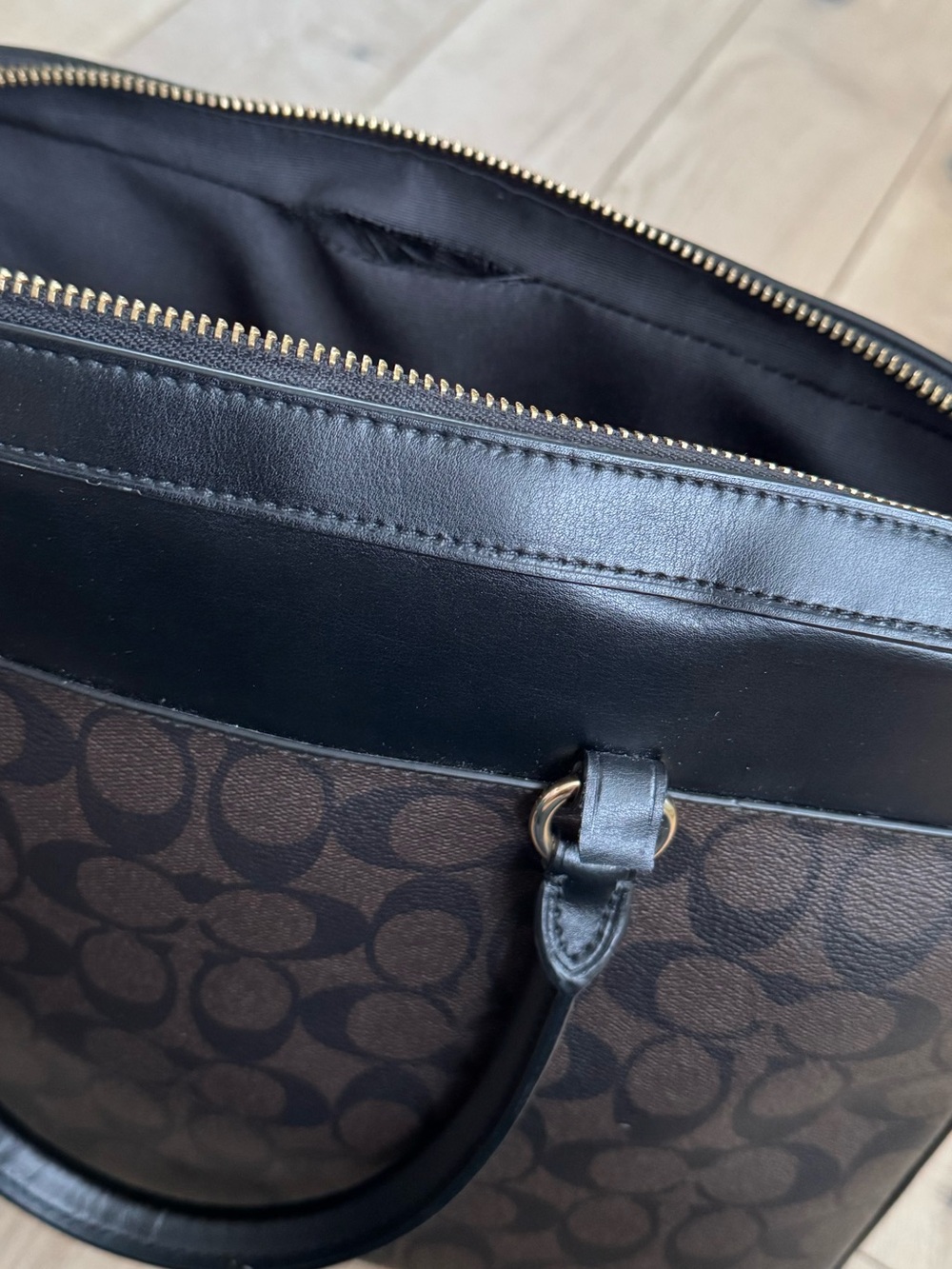 Coach Brown Signature Canvas Briefcase with Black Leather Trim - Picture 5 of 5